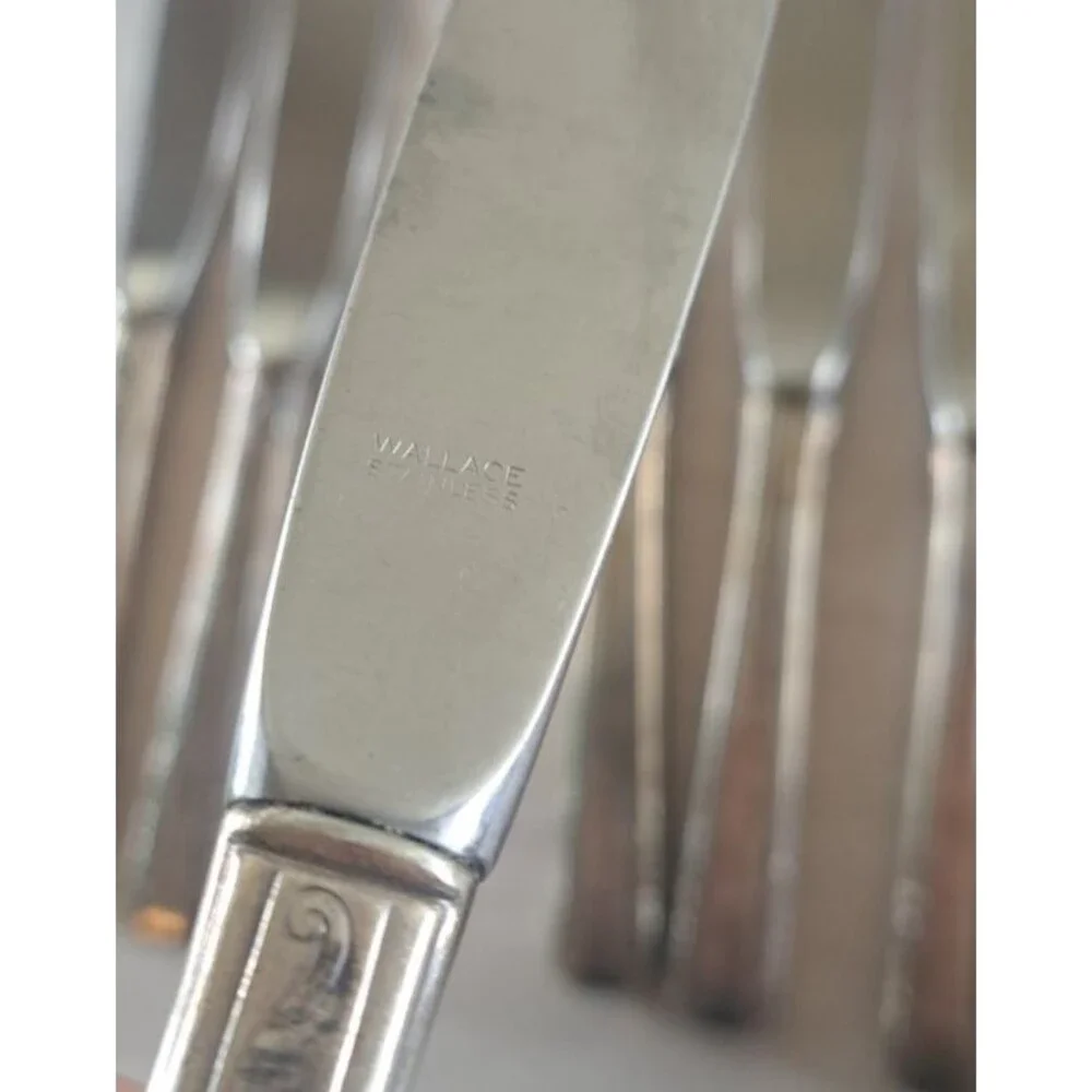 Wallace Personality Silverplate Flatware Monogrammed 43pc Art Deco 1938